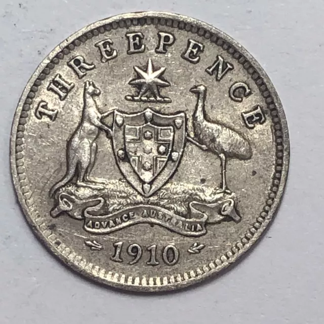 1910 Threepence. Australian Coin. 92.5% Silver