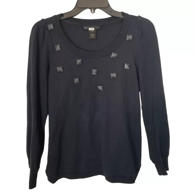 Marc By Marc Jacobs Womens S Navy Blue Studded Long Sleeves Pullover Sweatshirt