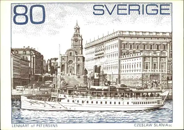 Postcard SWEDEN, SVERIGE 1971 Briefmarken Motivkarte Skerry Boat Segelschiff