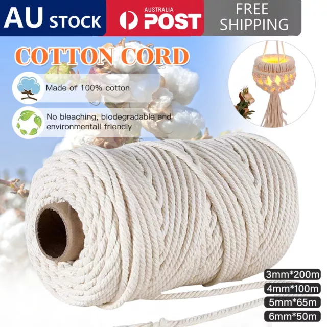 3mm/4mm/5mm Natural Cotton Twisted Cord Craft Macrame Artisan Rope Weaving Wire