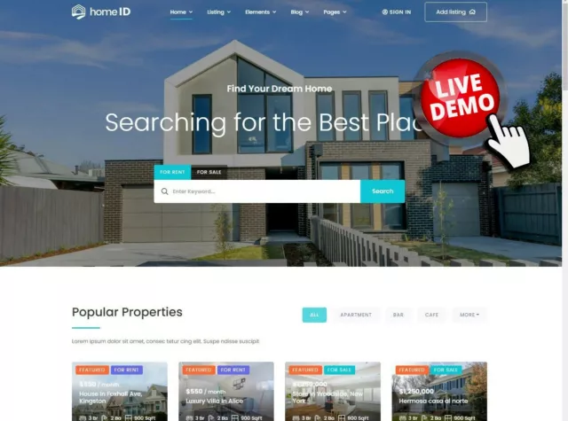 Property Estate Agent Real Estate Website Wordpress with Live Demo