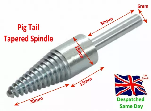 Pig Tail Tapered Spindle 6mm Shank Polishing Buff Galvanised