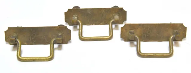 3 Vintage Brass Drawer Pulls With Flamigos