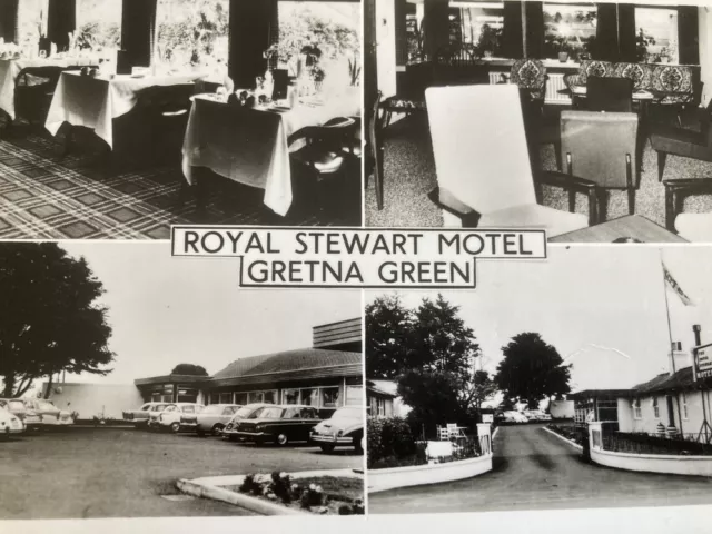 Old Rp Postcard Royal Stewart Motel Gretna Green Scotland Multiview Cars