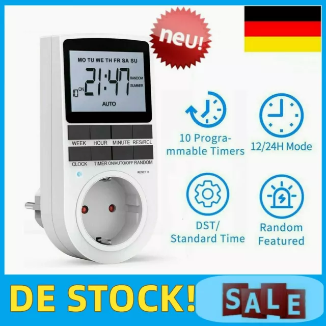 Digitale Zeitschaltuhr 3680W Zeitschalter Steckdose Timer Mit-2,1" LCD Display.