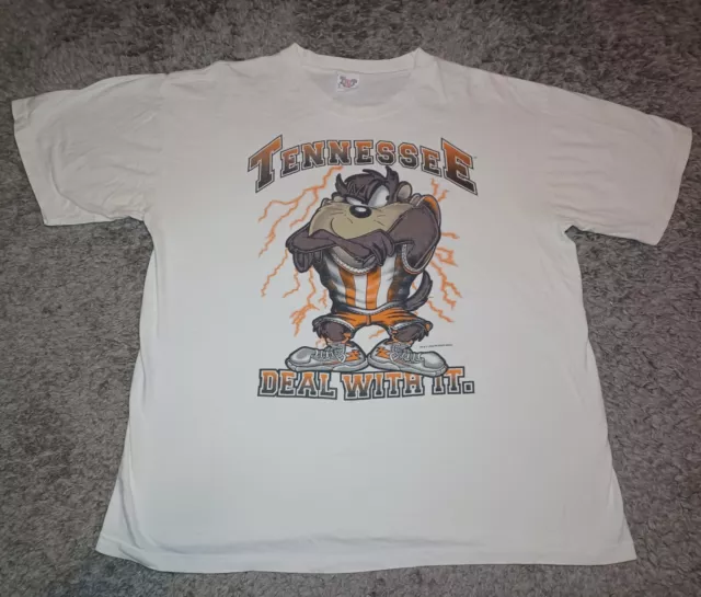 Vintage 90s Looney Tunes Taz Devil Tee Shirt XL Tennessee Volunteers College