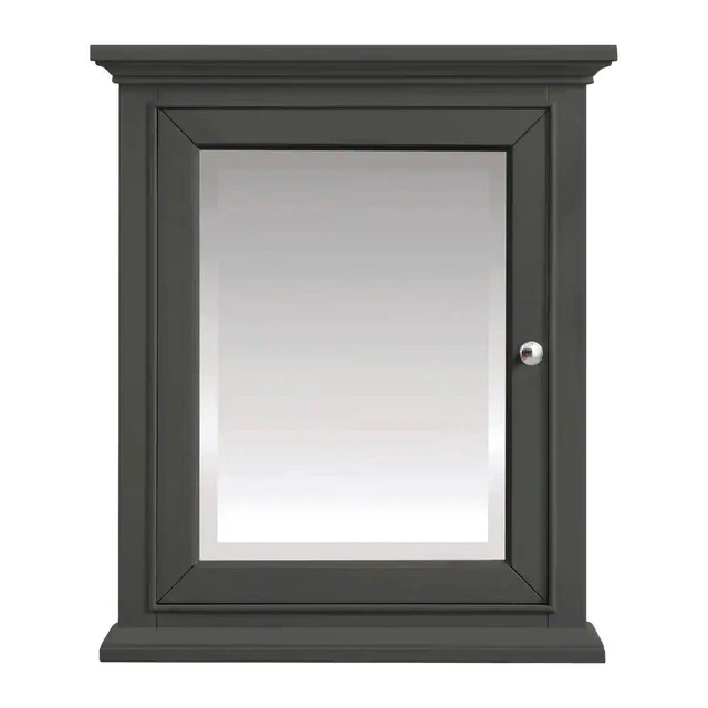 Gabinete de medicina para decoradores de hogares 24 in x 28 in montaje en superficie rectangular en gris