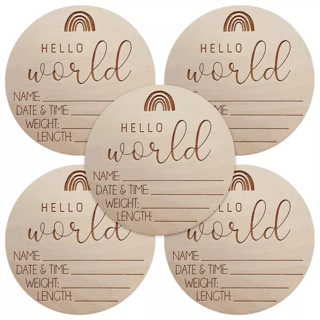 5x Newborn Announcement Sign Wooden Baby Arrival Sign 4 In Hello World Name Sign