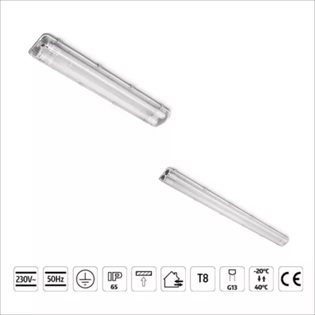 Réglette pour tube LED étanche HERMIC 2x 60cm/120cm T8 IP65 Kobi