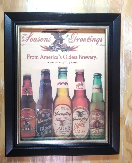 Yuengling Beer/Lager "Seasons Greetings" Framed Picture 8" x 10" Man Cave
