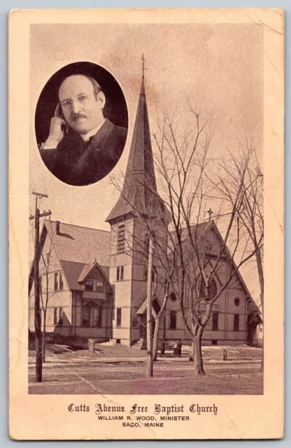 Saco, Maine - Cutts Avenue Free Baptist Church - Vintage Postcard - Posted 1913