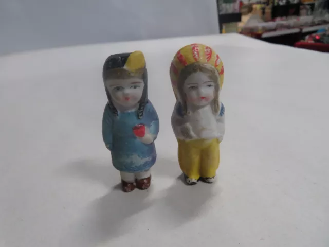 NATIVE AMERICAN INDIAN Chief and Women Bisque Doll Circa 1920's $0.99 ...