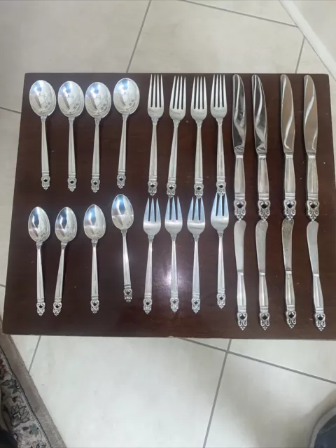 Georg Jensen Sterling silver flatware 24 Pieces set-acorn.