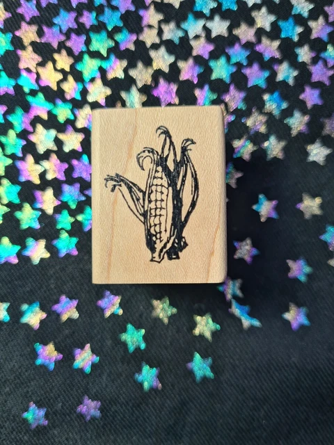 Craft Stamp Block Sweetcorn Cob Husk Food 2.5 x 3.3 cm Card Making Scrapbook