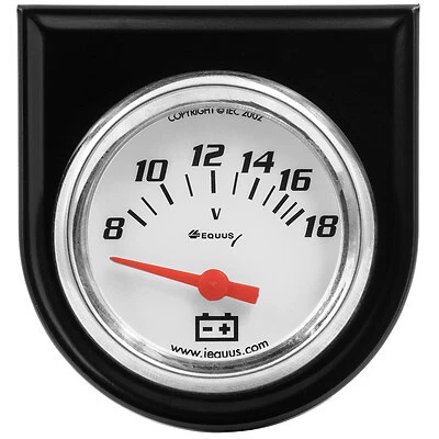 Equus 2.0 Dia Voltmeter Gauge w/Black Panel - E5268