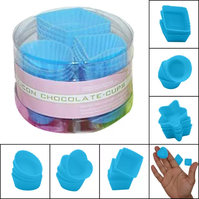 Pack of 24 Silicone Chocolate Moulds Assorted Colors Baking Cups-Cookies Moulds