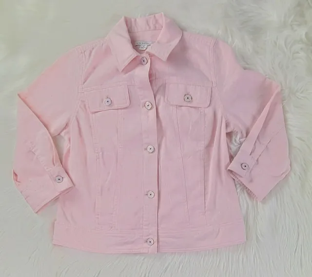 Isaac Mizrahi Live! Women's Sz 4 Button Up 3/4 sleeve Top Pink Shipped Promptly
