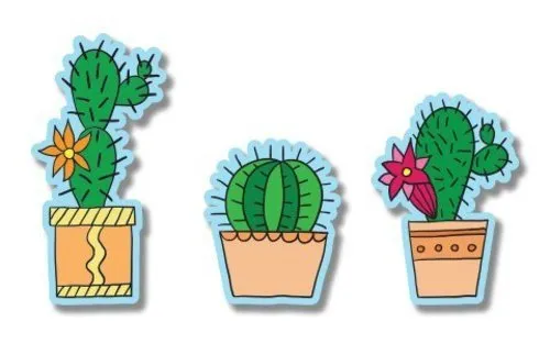 Cute Cacti Set of 3 Vinyl Sticker - SELECT SIZE