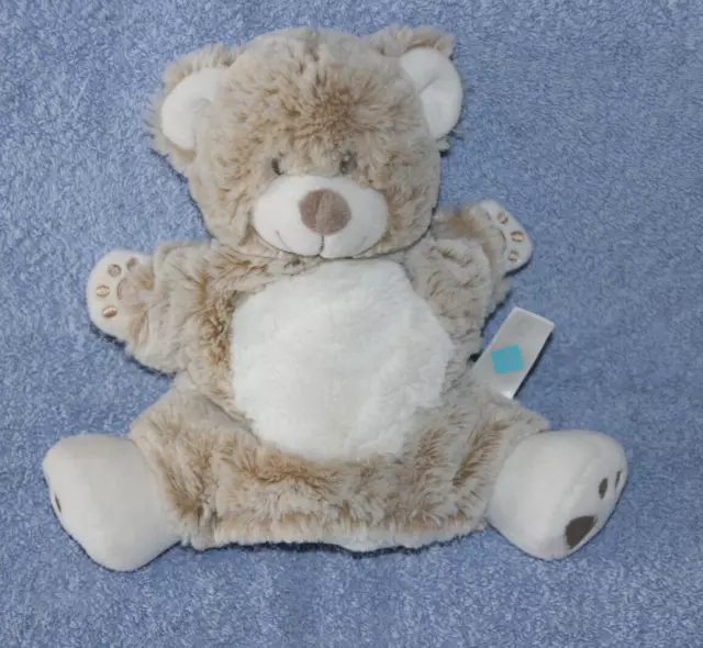 Tex Baby Doudou Ours Plat Marionnette Blanc Marron Chine Empreintes Neuf