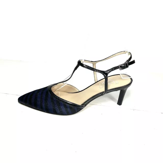 Franco Sarto Shoes Women’s 5.5M Blue Pumps Pointed Toe Kitten Heel Calf Hair EUC
