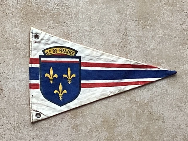 Ancien fanion drapeau touristique cyclotourisme caravane vélo Ile de France