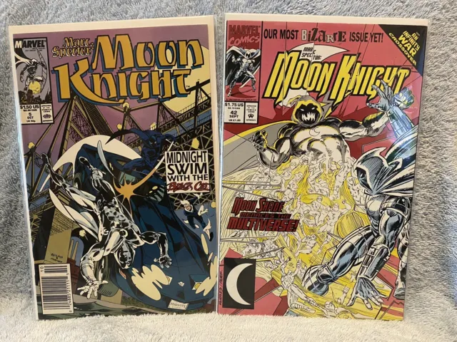 Mark Spector Moon Knight Lot of 2 comics (#5 & 42) 1989 Marvel Comics VFNM