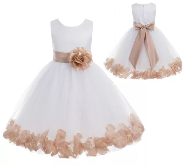 Flower Girl Dress Wedding Dress Birthday Dress Pageant Dresses Rose Petals Dress