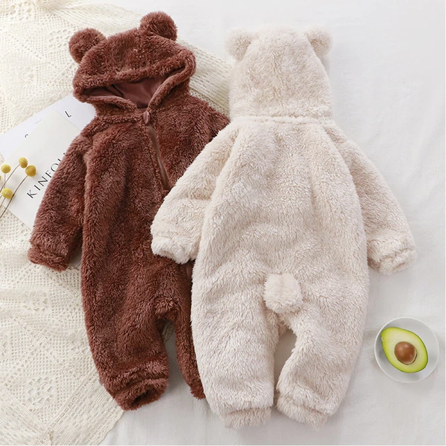 Tuta neonato bambini bambine orsacchiotto pile caldo felpa tute