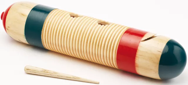 NEW Ribbed Wooden Guiro with Stick 14" Long - SEN Musical Toy