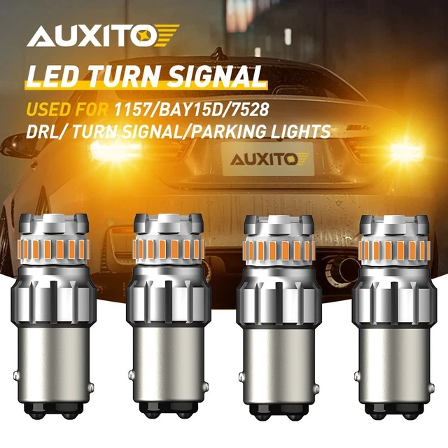 4pcs 4800LM Yellow Amber Projector LED Bulbs 1157 For Parking Turn Signal Light