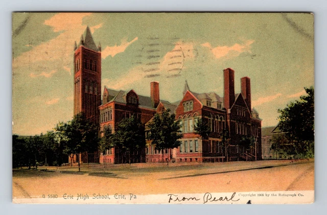 Erie PA- Pennsylvania, Erie High School, Outside View, Vintage Postcard