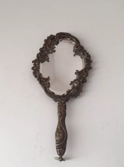 Joli petit miroir miniature face à main néo Louis XV