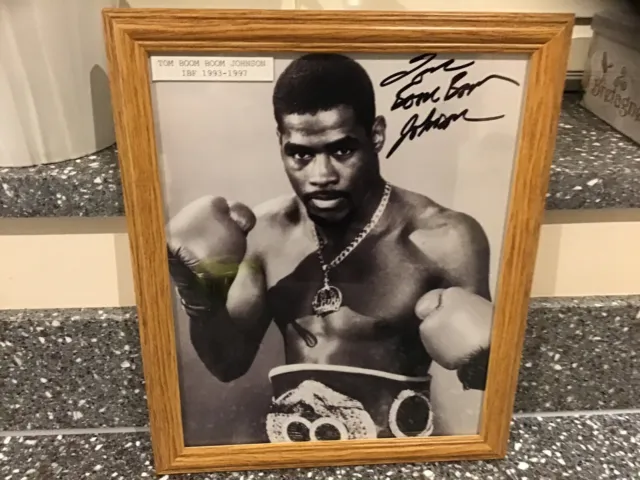 Signed Boxing Picture Tom Boom Boom Johnson With COA Stamp