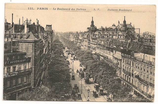 Antique Animated Postcard PARIS Boulevard des Italiens CPA