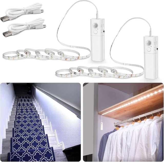 Sensor Slide Led Strip 2X2M RECHARGEABLE MOTION Sensor LED Strip Lights, White, 2 Pack £35.99 ...