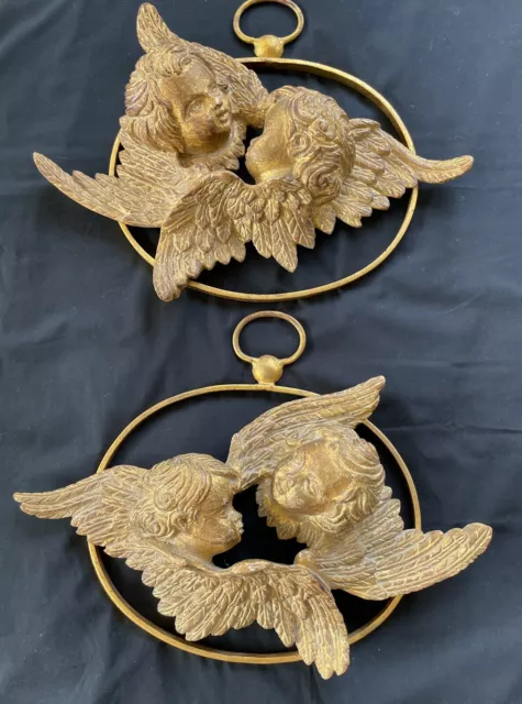 ❗️Reduced 2 Antique Italian Palladio  Handcarved Wall Wooden Panel Angels Putti