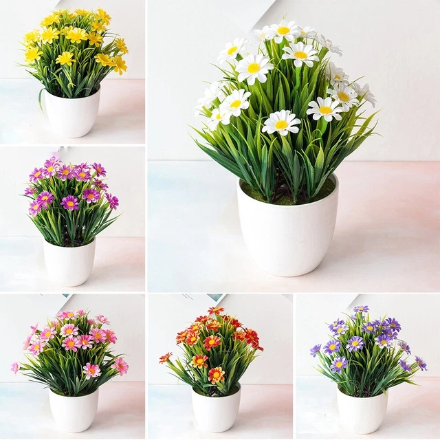 ROLLWAY 6 Pieces Artificial Fake Outdoor Flowers, Plastic Plants for Balconies, Hanging Plants Garden Pot, Wedding Decoration Farmhouse