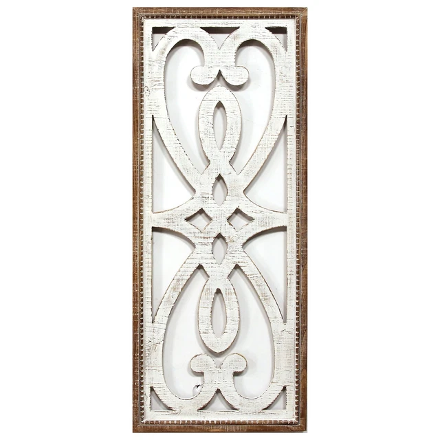 Stratton Home Decor Heart and Fleur Wood Panel Wall Dcor