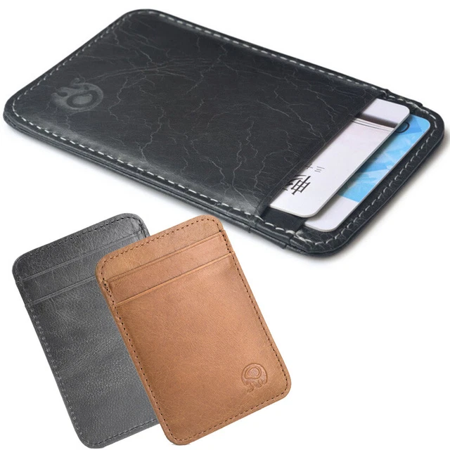 Unisex Slim Leather Wallet Card Holder Front Pocket Wallet Credit ID Pocket Thin