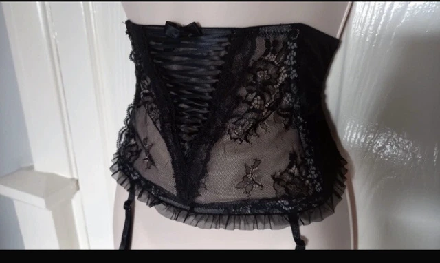 Cintura con sospensione stile vintage raso nero stile corsetto disossato lingerie H&M