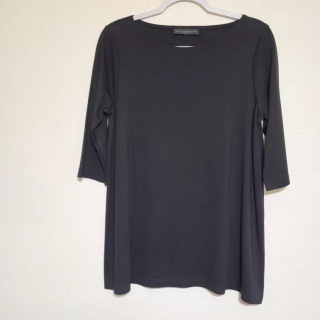 BRYN WALKER sz XS PIERA Modal Blend Ponti Elbow 3/4 Slv Shirt Tunic Ponte Black