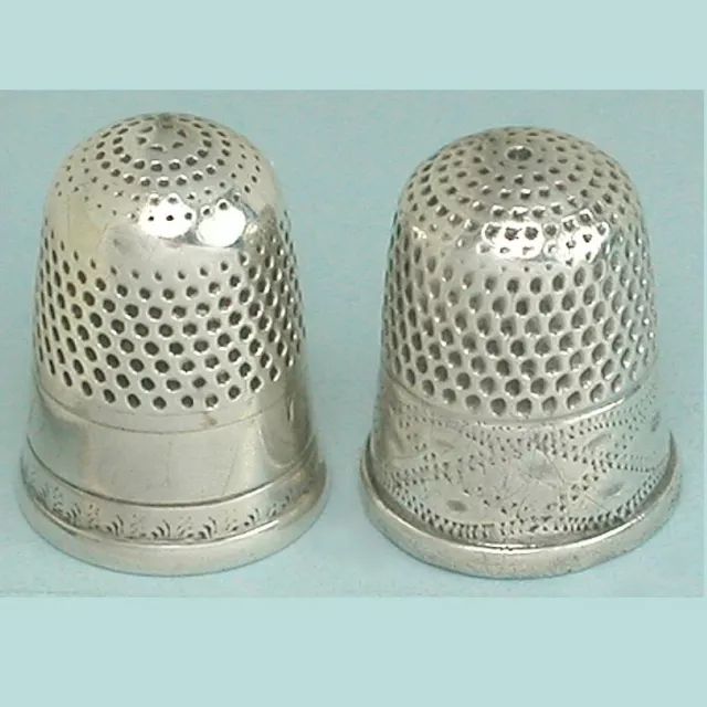 2 Early Antique Sterling Silver Thimbles * American * Circa 1870-80