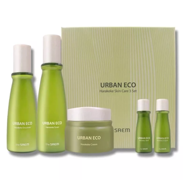 The Saem Urban Eco Harakeke Skin Care 3pcs Set Toner Emulsion Cream K-Beuaty