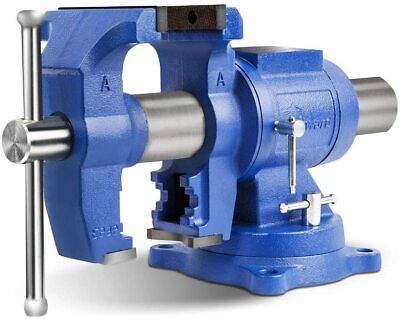 5-In Heavy Duty Bench Vise 360-Degree Swivel Base and Head with Anvil New