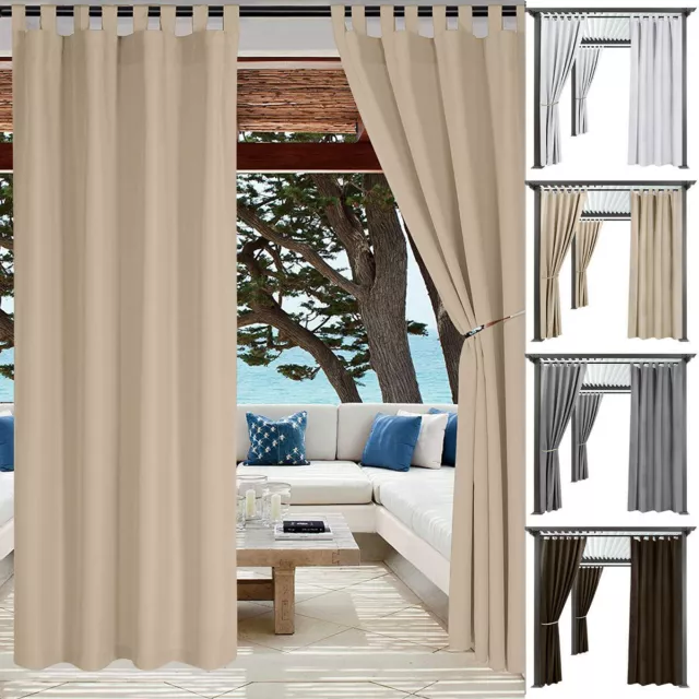 Curtains Waterproof Patio Outdoor Gazebo Home Blackout Thermal Drapes Panel UK