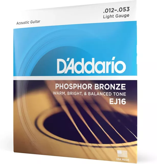 D'Addario Guitar Strings - Acoustic - Phosphor Light, 12-53