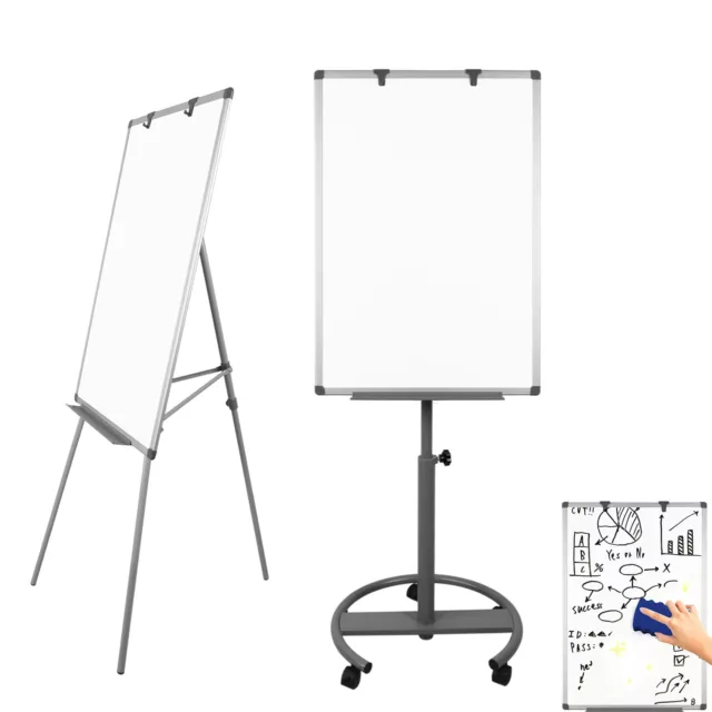 Flipchart Whiteboard 60x90cm Magnetisch Magnettafel mit Ständer Höhenverstellbar