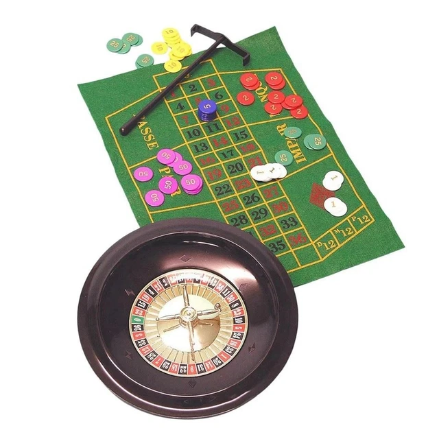 Ancienne Roulette de table JAL en bois noirci avec 1 bille