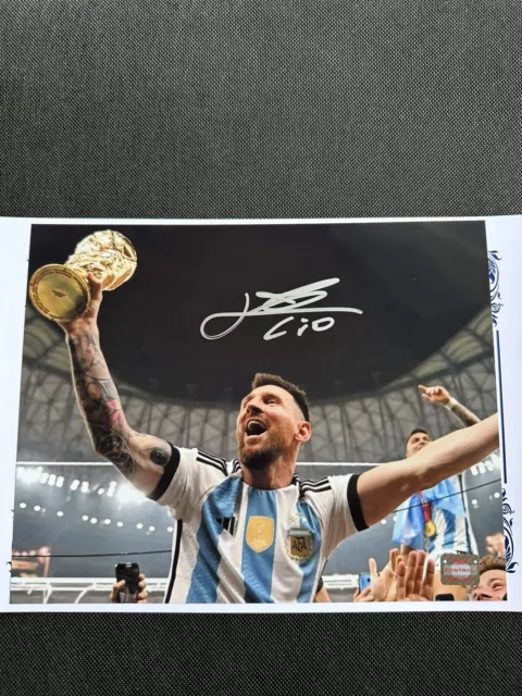 Lionel Messi Argentina Wc 2022 Rare Hand Signed Photo Autograph 8X10 Rare Coa