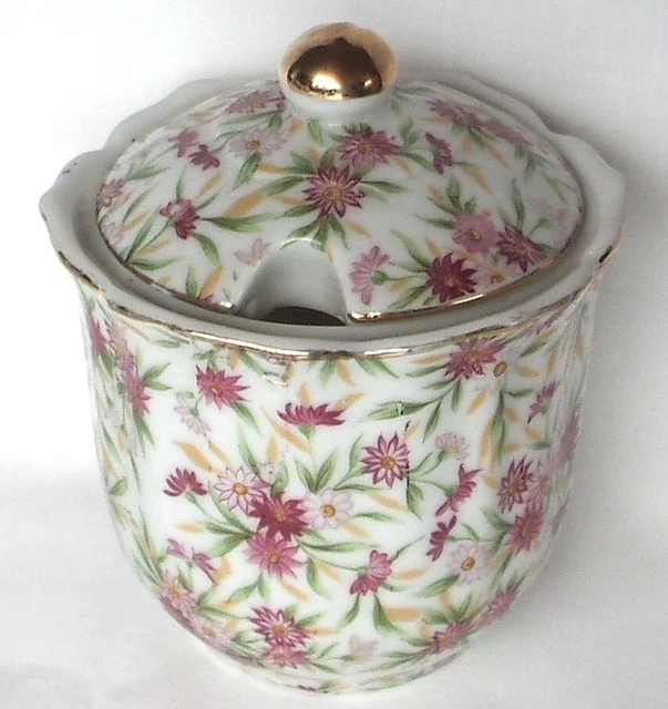 Vintage Fred Roberts Co. San Francisco Porcelain Floral Chintz Jam Mayo Jar VGC